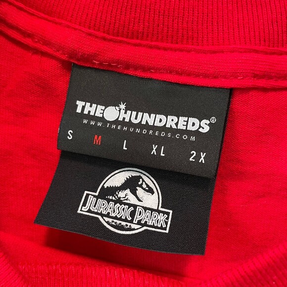 The Hundreds x Jurassic Park T-Rex T-Shirt Mens M Red Glow In The Dark - Picture 2 of 6